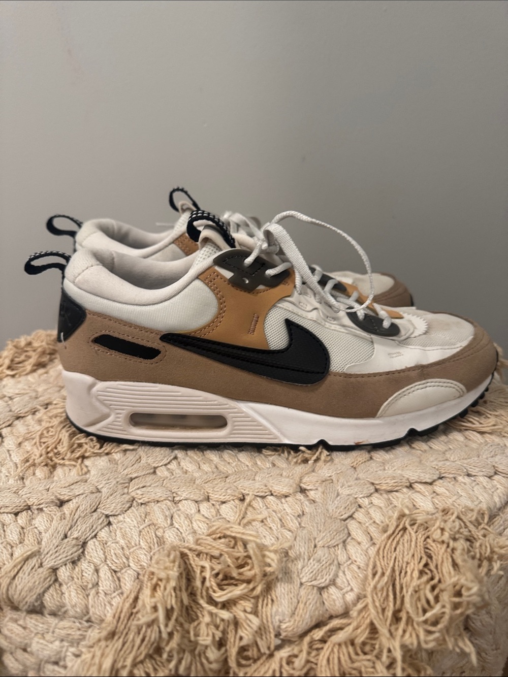 Nike Tan, White and Black Air Max Style Athletic Sneakers